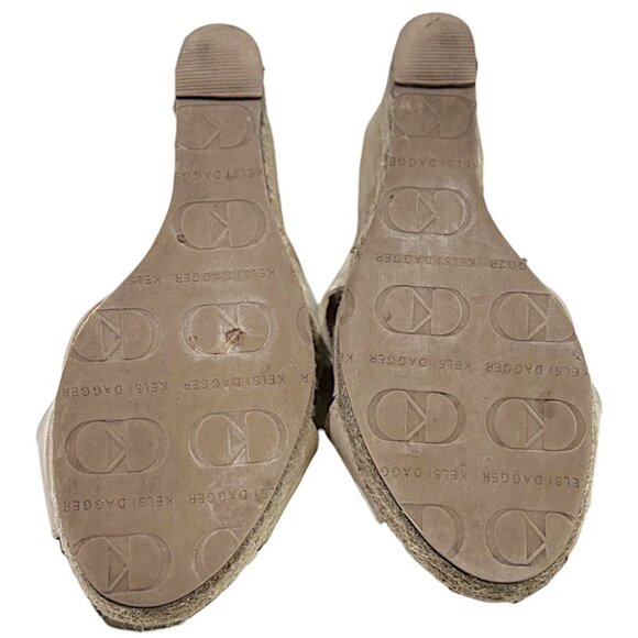 Kelsi Dagger Open Toe Patent Leather Criss Cross Strap Espadrille Wedge Size 8.5 - Picture 7 of 9